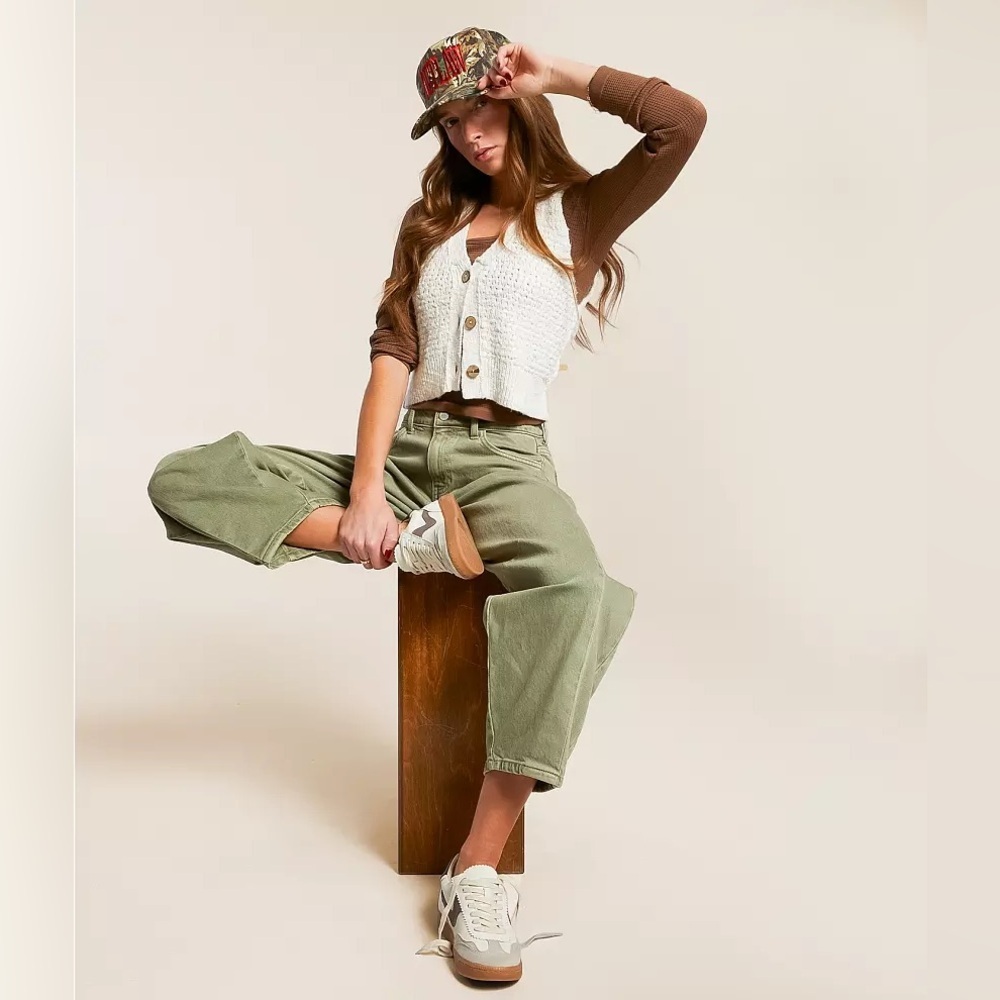 Free People NWT We The Free Ava Cropped Sweater Vest In Sugar Straw Size M - Picture 4 of 17